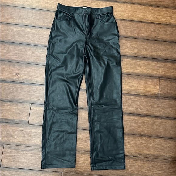 Abercrombie & Fitch Black Leather Pants - Straight Leg Women Size 27 - Picture 5 of 9